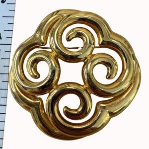 Anne Klein Vintage Gold-Tone Swirl Brooch, For sweater, shawl, or poncho